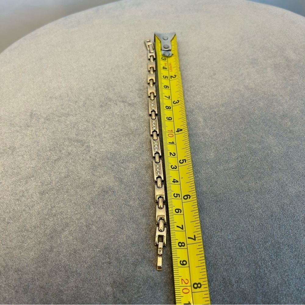 Gold Tone Rectangular Crystal Rhinestone Cubic Zi… - image 4